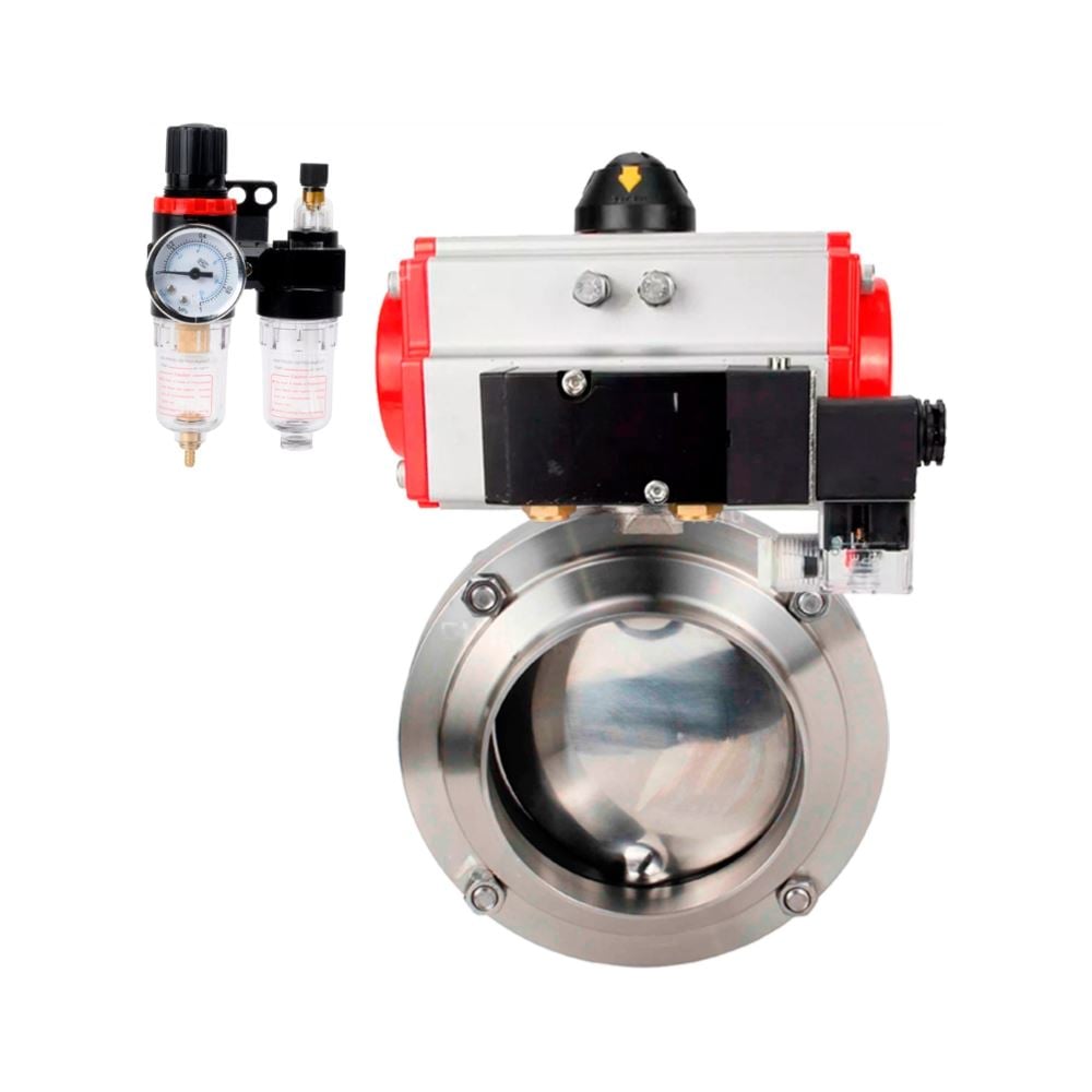 Изображение товара Дисковый затвор DN.ru 304-304-Sil Ду65 Ру10 с пневмоприводом