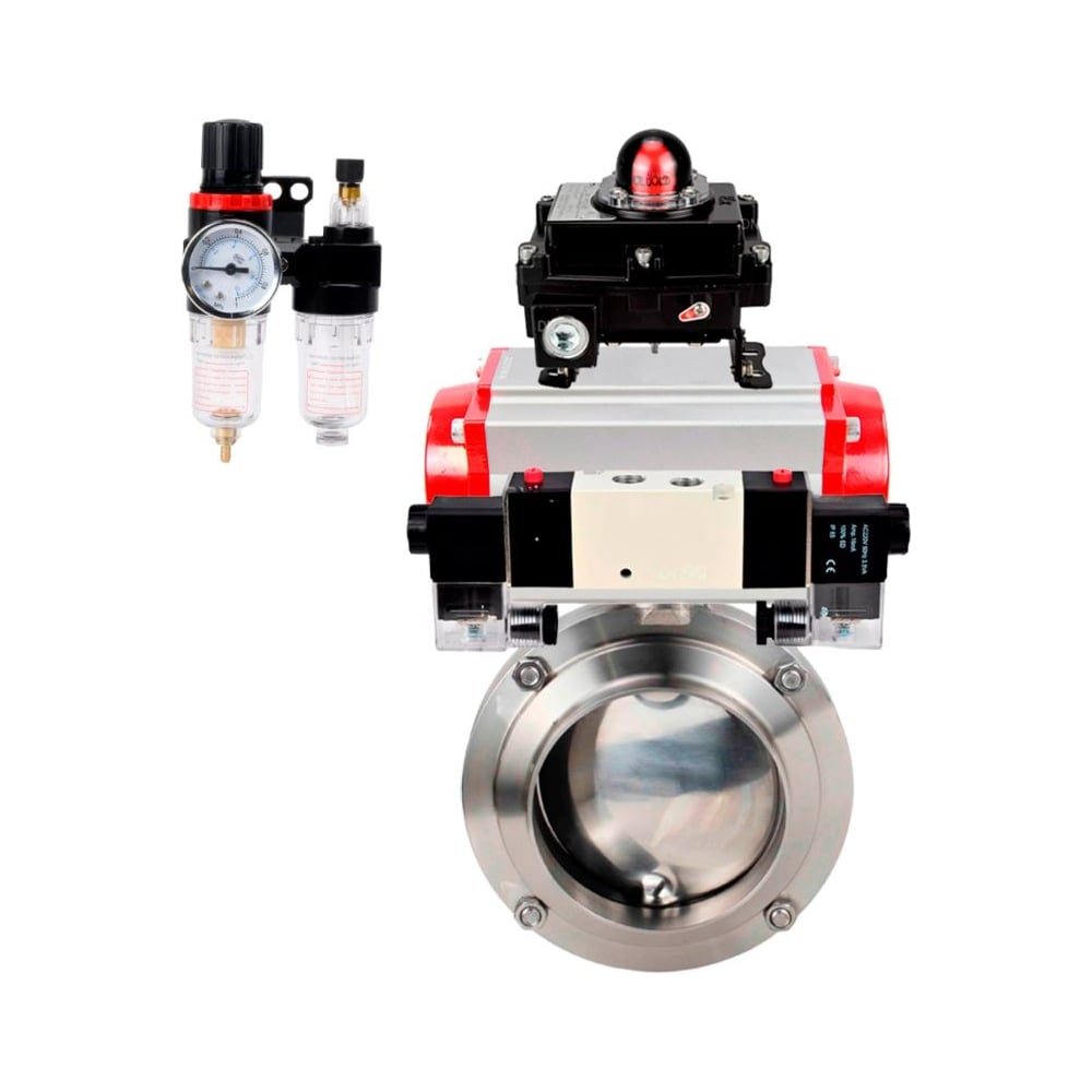 Изображение товара Дисковый затвор DN.ru 304-304-Sil Ду25 Ру10 с пневмоприводом