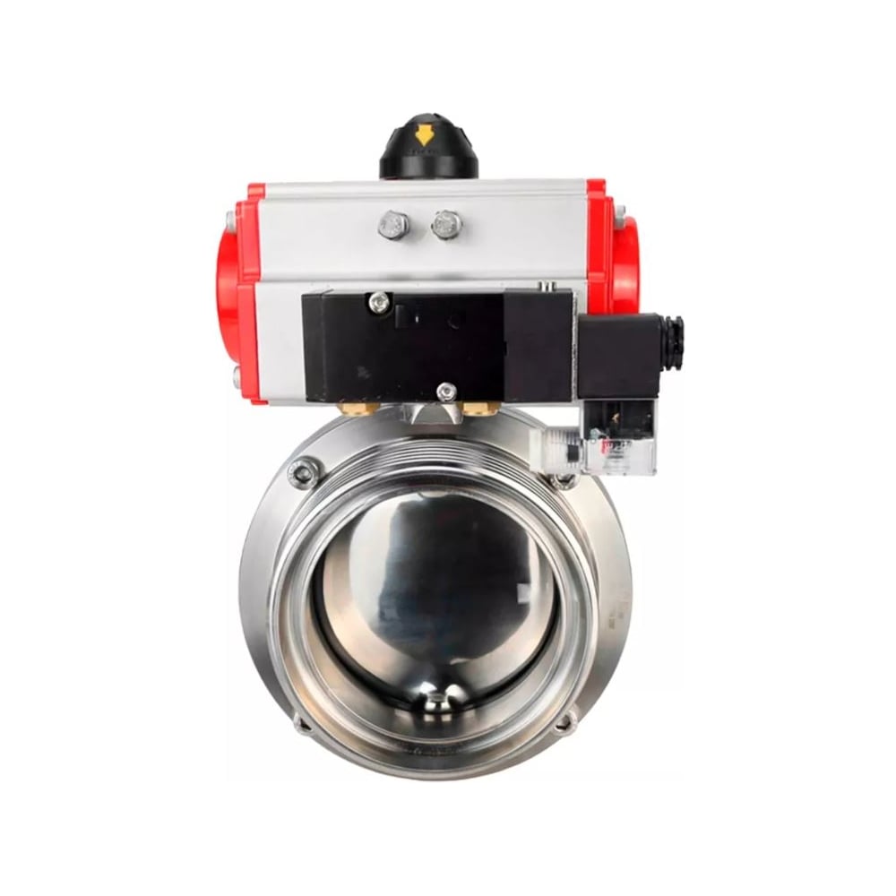 Дисковый затвор DN.ru 304-304-Sil-2W-T-H Ду50 Ру10 пищевая нержавеющая сталь, пневмопривод, пневмораспределитель D050-76619