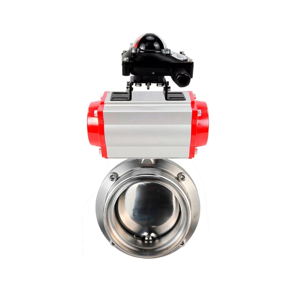 Дисковый затвор DN.ru 304-304-Sil-2W-T-H Ду50 Ру10 пищевая нержавеющая сталь, пневмопривод, БКВ D050-77321
