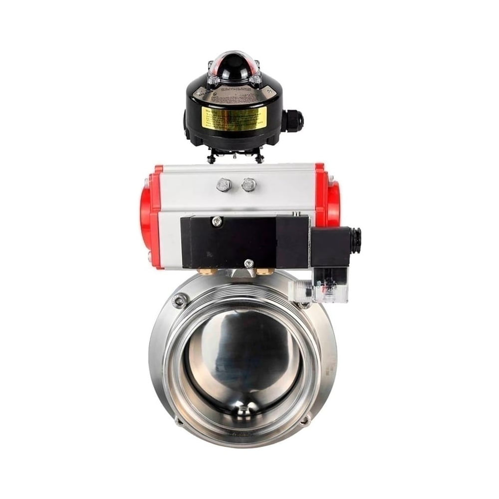 Затвор дисковый DN.ru 304-304-EPDM Ду40 Ру10 пищ.нерж.сталь, пневмопривод, пневмораспределитель, БКВ D050-73837