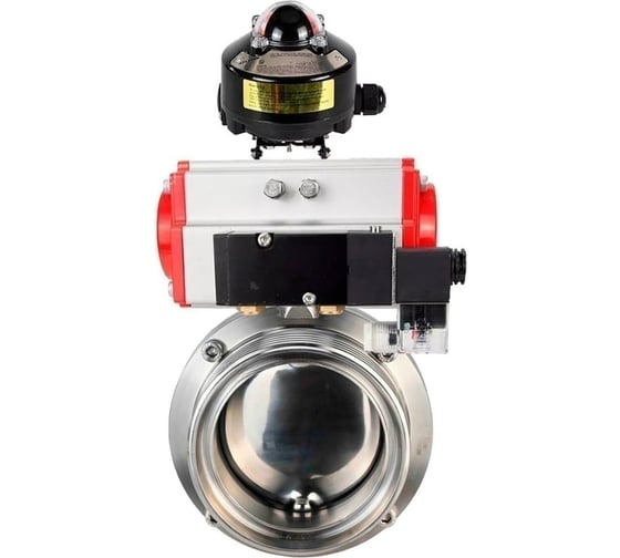 Изображение товара Затвор дисковый DN.ru 304-304-EPDM Ду40 Ру10 пищ.нерж.сталь, пневмопривод, пневмораспределитель, БКВ D050-73783