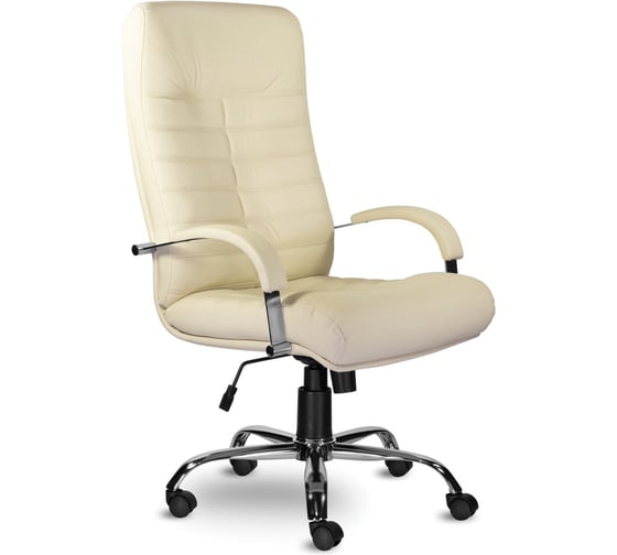 Изображение товара Кресло из натуральной кожи Орион, хром, монолитный каркас, бежевое ОФИСМАГ 531287