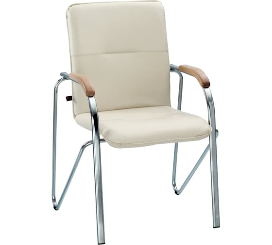 Изображение товара Кресло для приемных и переговорных Samba (дерево 1.007), NOWY STYL хром.каркас, кожзам беж. V-18 ОФИСМАГ 530573