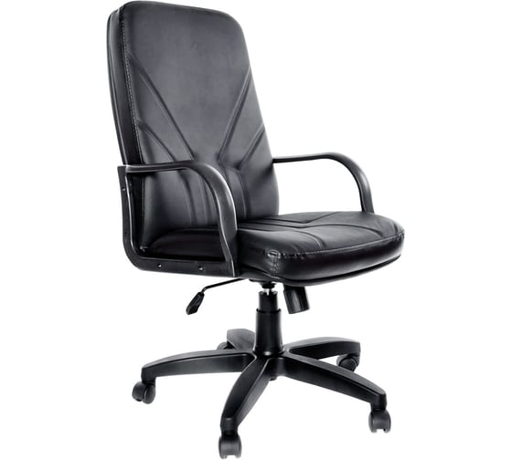Изображение товара Кресло из натуральной кожи Менеджер, монолитный каркас, черное ОФИСМАГ 530067
