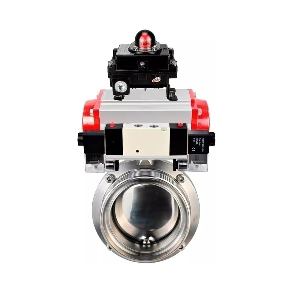 Изображение товара Затвор дисковый DN.ru 304-304-EPDM Ду65 Ру10 нержавеющая сталь пневмопривод