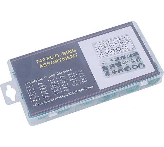 Изображение товара Кольцо уплотнительное Крал набор 17 размеров 240 шт (зеленый) 4116