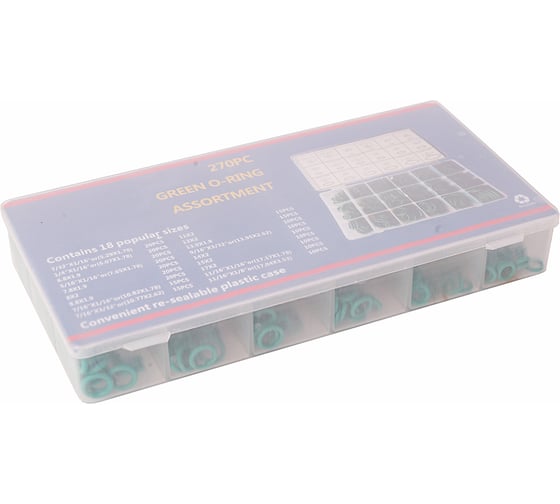 Изображение товара Кольцо уплотнительное Крал набор 17 размеров 270 шт (зеленый) 4115