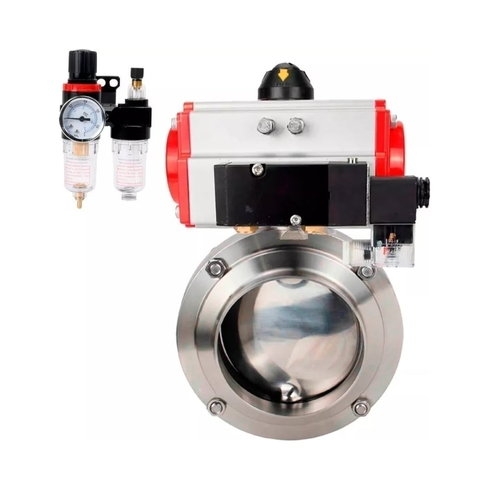 Изображение товара Затвор дисковый DN.ru 304-304-EPDM Ду65 Ру10 с пневмоприводом