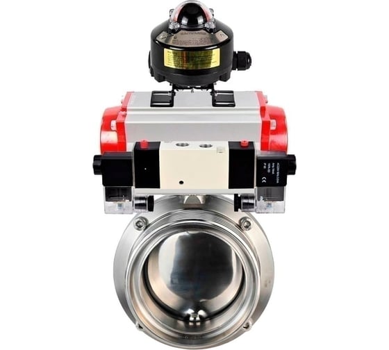 Изображение товара Затвор дисковый DN.ru 304-304-EPDM Ду80 Ру10 пищ.нерж.сталь, пневмопривод, пневмораспределитель, БКВ D050-74110