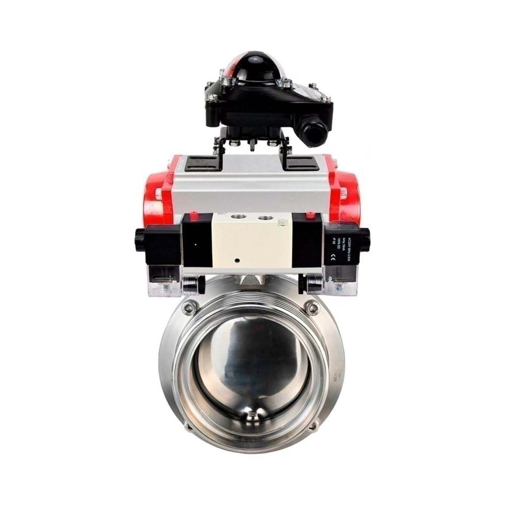 Изображение товара Затвор дисковый DN.ru 304-304-EPDM Ду80 Ру10 из нержавеющей стали с пневмоприводом