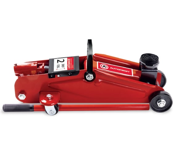 Изображение товара Домкрат подкатной гидравлический AUTOPROFI 2 тонны, высота подъёма 135 - 385 мм., резиновая опора, в кейсе DP-20RH K