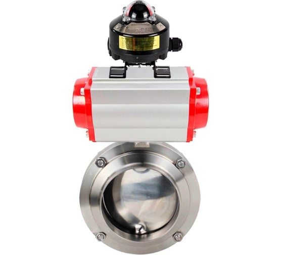 Изображение товара Затвор дисковый DN.ru 304-304-EPDM-2W-T-H Ду32 Ру10 пищ.нерж.сталь,пневмопривод, БКВ D050-73728