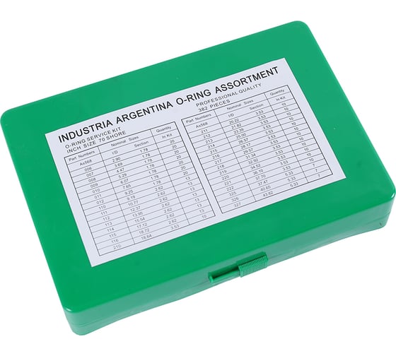 Изображение товара Набор резиновых уплотнительных колец Крал 30 размеров 382 шт (кейс) зеленый 2618