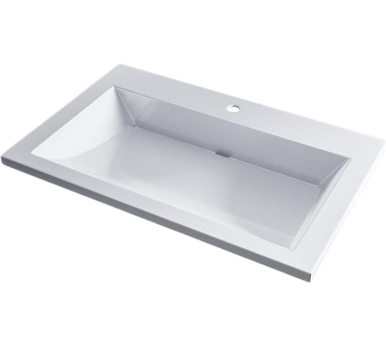 Изображение товара Раковина для ванной uperwood полувстраиваемая Infinity 70 см, прямоугольная, белая глянцевая RInfinity70wg