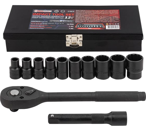 Изображение товара Набор инструментов Forcekraft ударный 12 предметов 1/2 (12 граней) FK-4122-9(64664)