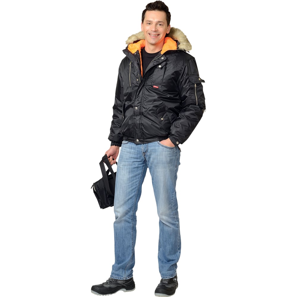 Изображение товара Мужская утепленная куртка СИРИУС Аляска-Р черная 112-116 зимняя с капюшоном