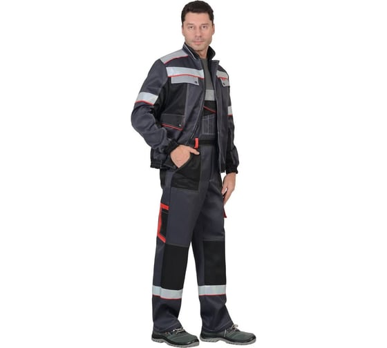 Изображение товара Костюм СИРИУС "Полином":муж.,кур. кор.,п/к. т.серый со св.сер,черн, крас, и СОП 50мм.р.104-108/182-188 (ЧЗ) 100055