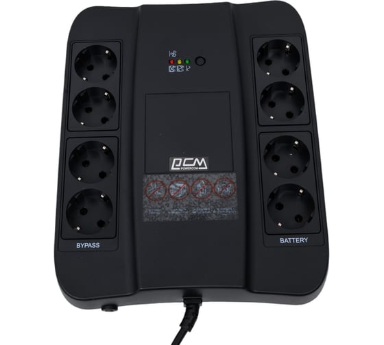 Изображение товара Источник бесперебойного питания Powercom Back-UPS SPIDER, OffLine, 850VA / 510W, Tower, Schuko SPD-850N