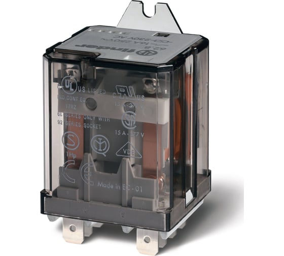 Изображение товара Силовое реле Finder 3но конт., зазор 3мм. 16а, = 24в Dc, подключение через fAston, фланец, 628390240300