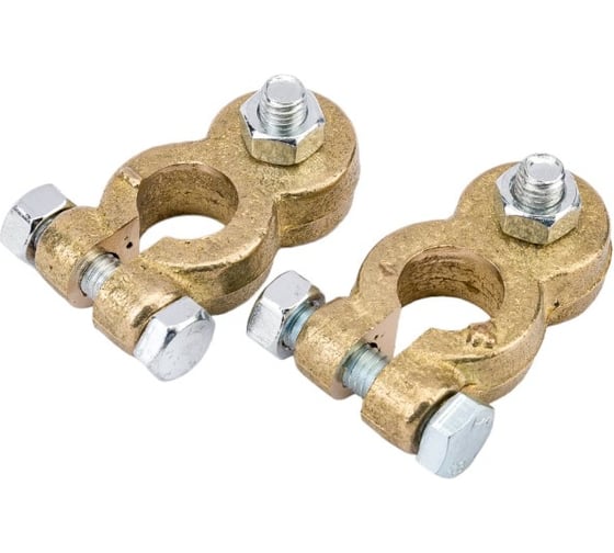 Изображение товара Клеммы Крал АКБ (пара 315 гр) латунные универсальные, болт сверху (комплект)(из 2х) (10 шт.) 4079