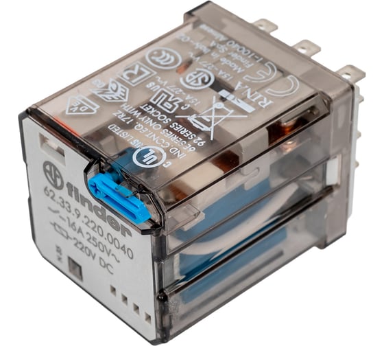 Изображение товара Силовое реле Finder 3 перекидных контакта 16А, = 220В DC, 623392200040