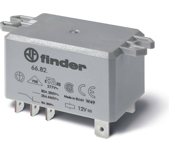 Изображение товара Силовое реле Finder 2но конт. 30а, 230в Ac, подключение через fAston, фланц монт., 668282300300