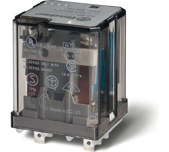 Изображение товара Силовое реле Finder 2 перекидных контакта 16А, = 24В DC, 623290240040