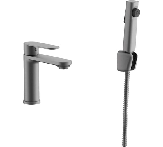 Изображение товара Смеситель для раковины с гигиенической лейкой BELZ оружейная сталь B12713-3