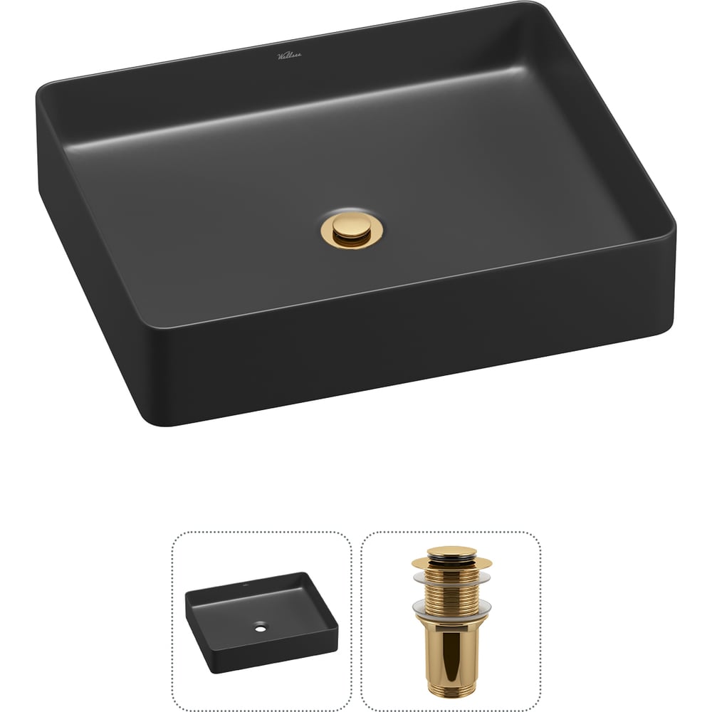 Изображение товара Накладная раковина Wellsee 2 в 1 FreeDom 2.0 51x40 см матовый черный фарфор