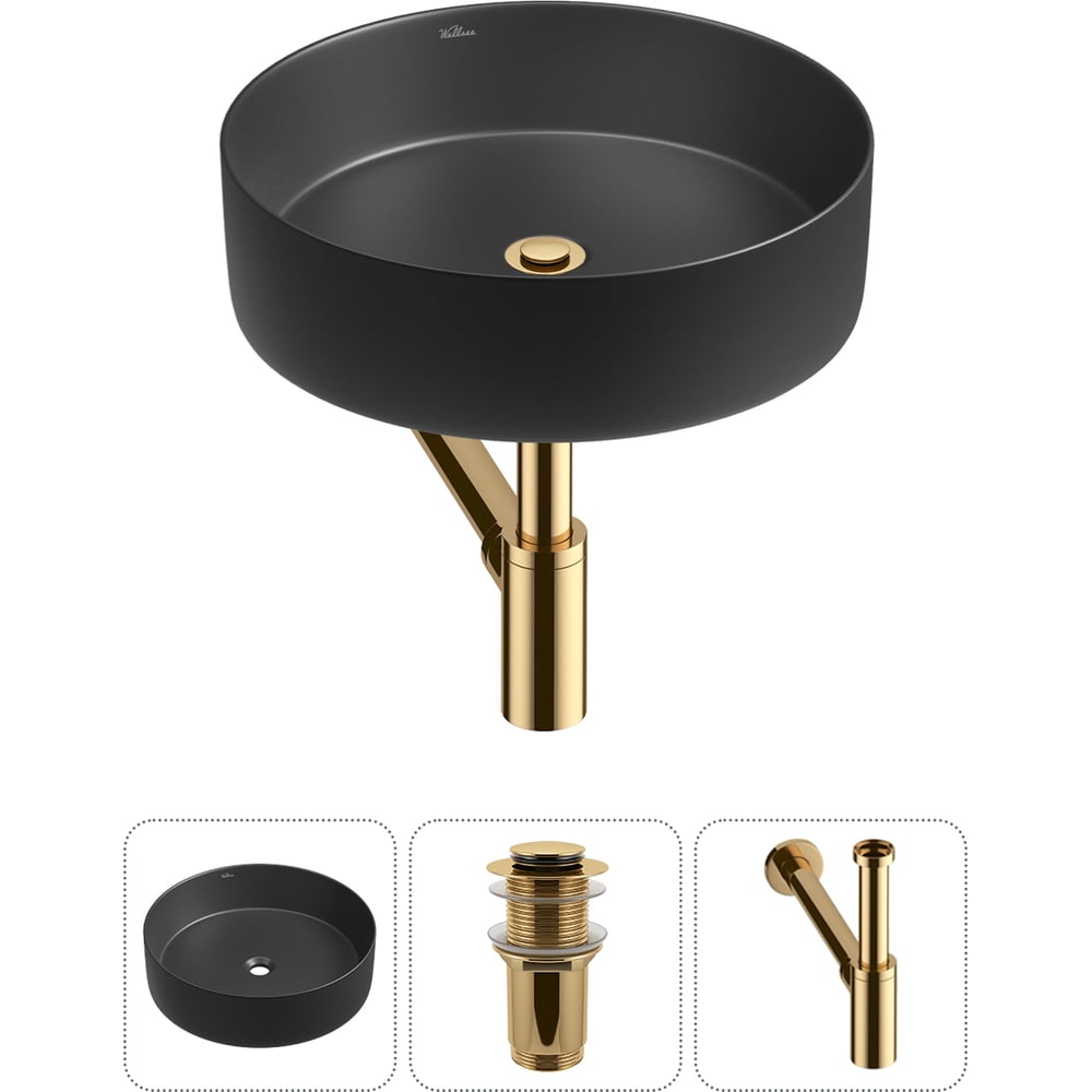 Изображение товара Набор Wellsee 3 в 1 Coax накладная раковина 40x40 см современный дизайн