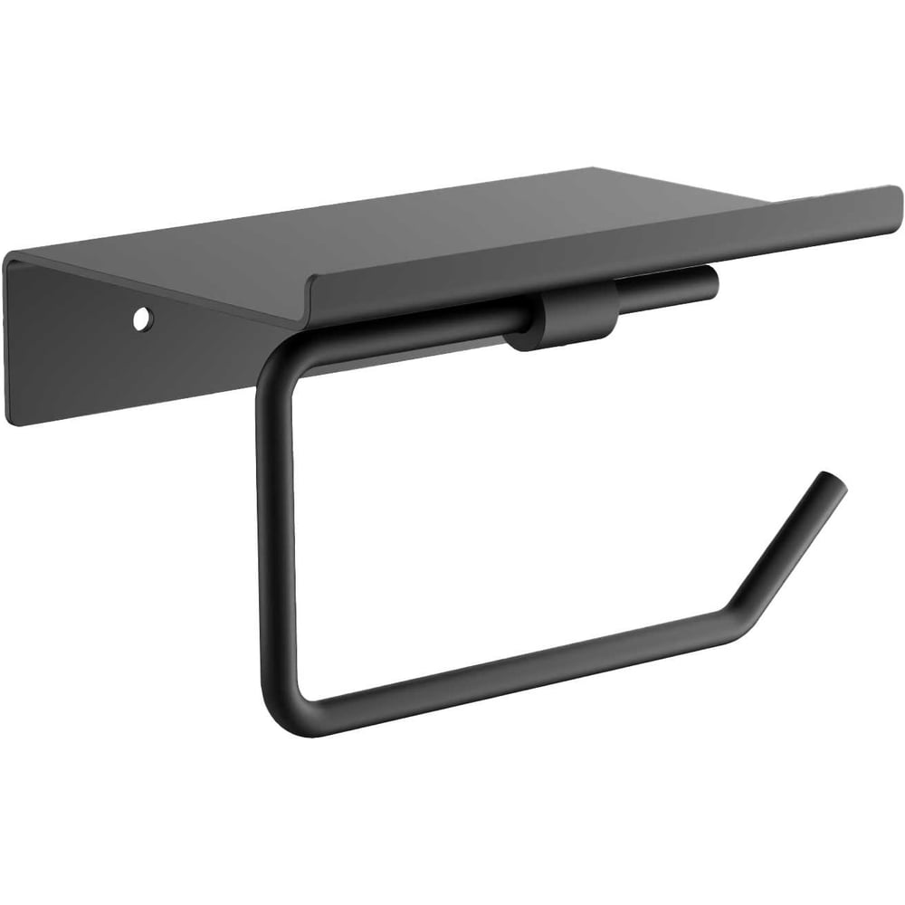 Изображение товара Держатель для туалетной бумаги BELZ черный B9001-7 с полочкой из нержавеющей стали