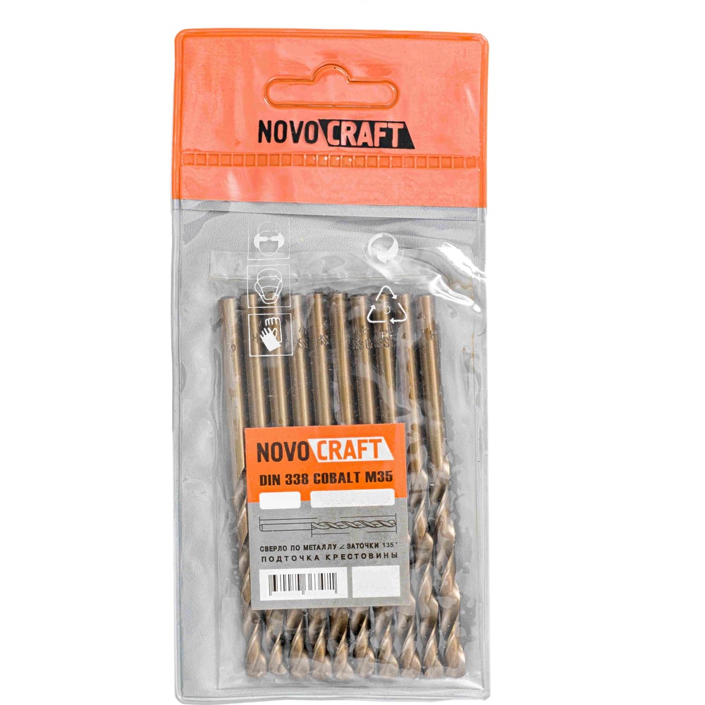 Изображение товара Кобальтовое сверло по металлу Novocraft 1.9 мм Cobalt M35 10 шт