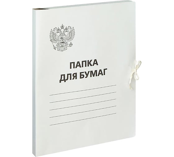 Изображение товара Папка для бумаг с завязками OfficeSpace Герб России, 300 г/м2, белый, до 200 листов 257310