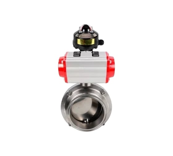 Изображение товара Затвор clamp DN.ru 304-304-EPDM-2W-C-H Ду80 Ру10 пищевая нерж.сталь,пневмопривод, БКВ D050-74227