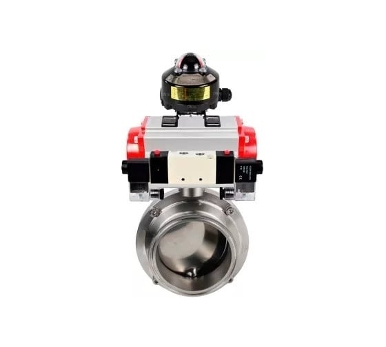 Изображение товара Затвор clamp DN.ru 304-304-EPDM-2W-C-H Ду80 Ру10, пищ.нерж.сталь, пневмопривод, пн.распр., БКВ D050-74119