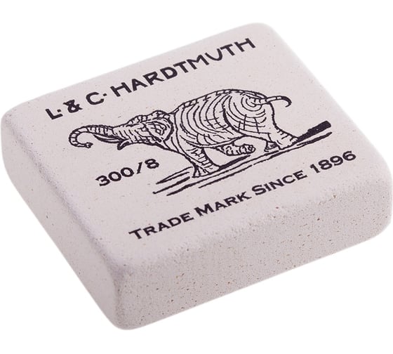 Изображение товара Ластик Koh-I-Noor Elephant 300/8, 8 шт в упаковке, прямоугольный, натуральный каучук, 56 x 50 x 16 мм, черно-белый 0300008005KDRU