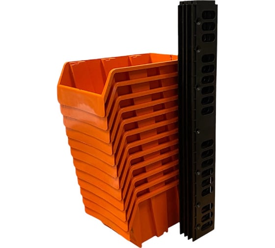 Изображение товара Комплект ящиков Тара.ру п/п 187x115x87 для метизов, с планкой, 12 шт. цв. оранжевый 36987