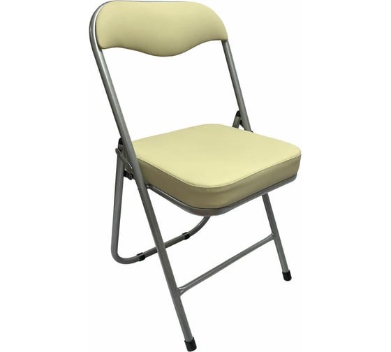 Изображение товара Стул складной для дома и офиса ОФИСМАГ РС04К комфорт, серебристый каркас, кожзам бежевый 533060