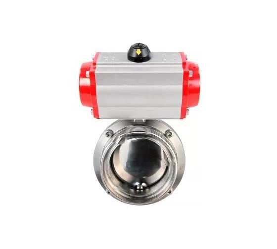 Изображение товара Затвор clamp DN.ru 304-304-Sil-2W-C-H Ду40 Ру10 пищевая нерж.сталь, пневмопривод D050-76519