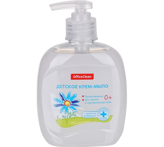 Изображение товара Жидкое мыло-крем OfficeClean Детское с ромашкой, антибактериальное, с дозатором, 300 мл 281356
