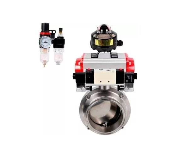 Изображение товара Затвор clamp DN.ru 304-304-Sil Ду65 Ру10, пищ.нерж.сталь, пневмопривод, пн.распр, БКВ, БПВ D050-76032