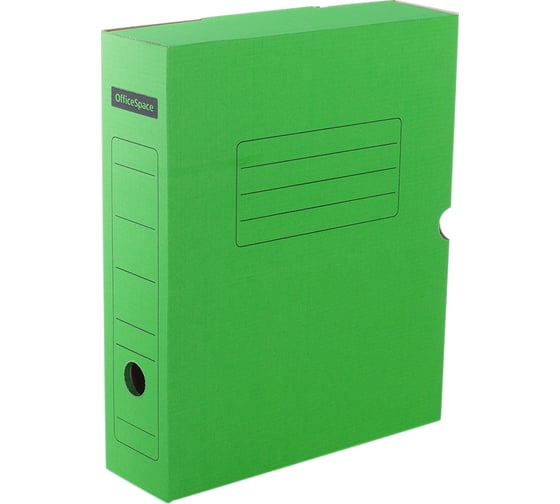 Изображение товара Архивный короб с клапаном OfficeSpace микрогофрокартон, 75 мм, зеленый, до 700 листов 225414