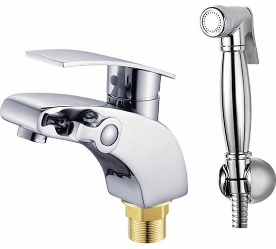 Изображение товара Смеситель для умывальника с гигиенической лейкой Potato крепление гайка P1235