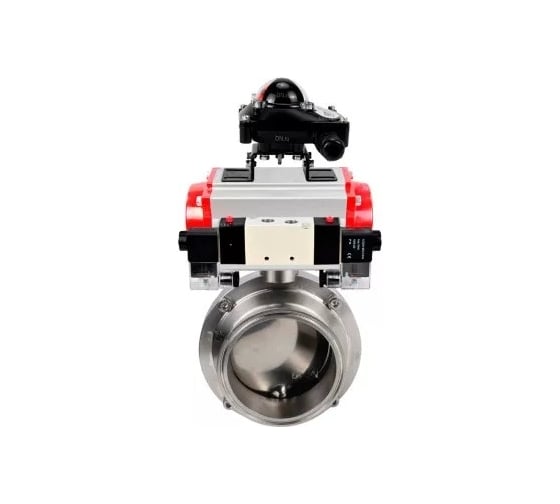 Изображение товара Затвор дисковый DN.ru 304-304-EPDM Ду65 Ру10, пищ.нерж.сталь, пневмопривод, пн.распр, БКВ D050-77664