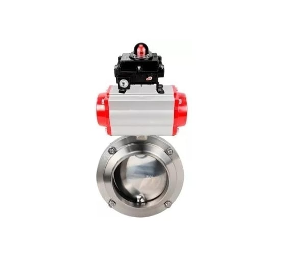 Изображение товара Затвор дисковый DN.ru 304-304-EPDM-2W-W-H Ду25 Ру10, пищ.нерж.сталь, пневмопривод, БКВ D050-74204