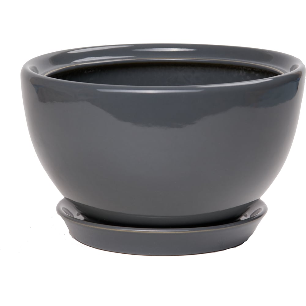 Изображение товара Горшок для цветов Камелия №2 серый 2.5 л керамика с поддоном