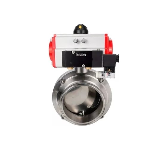 Изображение товара Затвор clamp DN.ru 304-304-Sil-2W-C-H Ду25 Ру10, пищ.нерж.сталь, пневмопривод, пн.распр. D050-76625