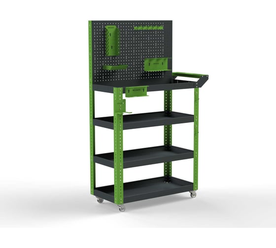 Изображение товара Тележка инструментальная ООО Металекс Тип 4 900x450x950 4 полки (серо-зеленый) / 118318