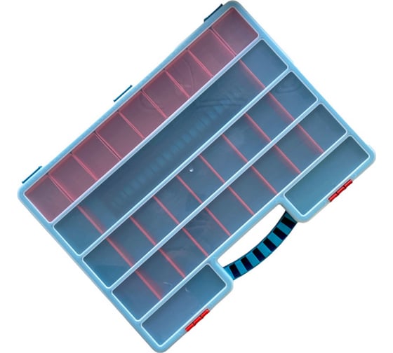 Изображение товара Органайзер Тара.ру п/п 517x395x60 с лотками, с планкой, с разделителями, 38 ячеек цв. бирюзовый 36996